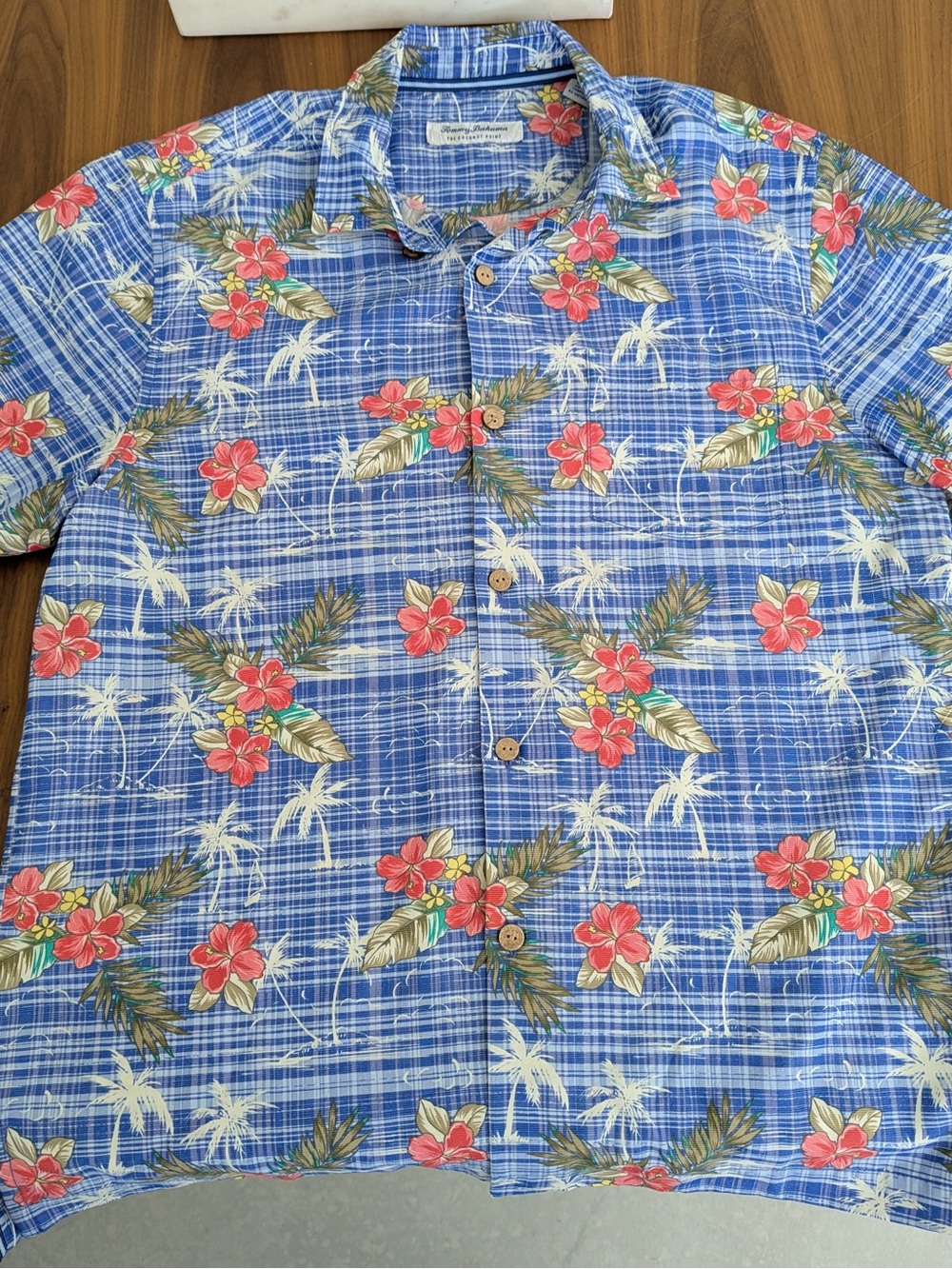 Men's Tommy Bahama Blue Tropical Floral Short-Sleeve Shirt